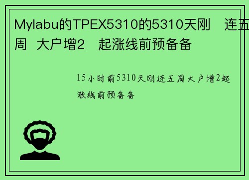 Mylabu的TPEX5310的5310天刚   连五周  大户增2   起涨线前预备备  