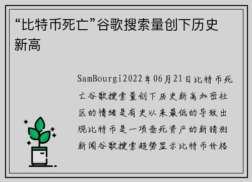 “比特币死亡”谷歌搜索量创下历史新高 