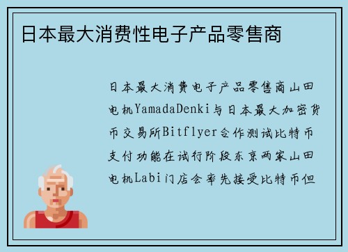 日本最大消费性电子产品零售商
